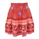 thumbnail image 1 of Falda con dobladillo con volantes para mujer Falda corta étnica elástica con estampado floral para verano primavera otoño rojo L, 1 of 6