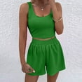 thumbnail image 5 of QATAINLAV 2 Piece Sets for Women Casual Ribbed Knit Lounge Set Summer Sleeveless Crop Tops Matching Shorts Going Out Outfits Green XXXL Ofertas en Walmart, 5 of 9
