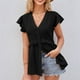 thumbnail image 4 of Camisetas de Manga Larga de Ajuste Seco para los Hombres, Suelto Casual Hoja Hueca Manga Cuello en V Manga Corta Superior para el Uso Diario de las Mujeres, 4 of 7