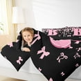 thumbnail image 4 of jejeloiu Initial Letter B Bedding Comforter Set,Kawaii Bow Bowknot Twin Comforter Sets,Light Pink Black Bedding Set For Girls,Breathable Bedroom Decoration Reversible,2pcs, 4 of 8