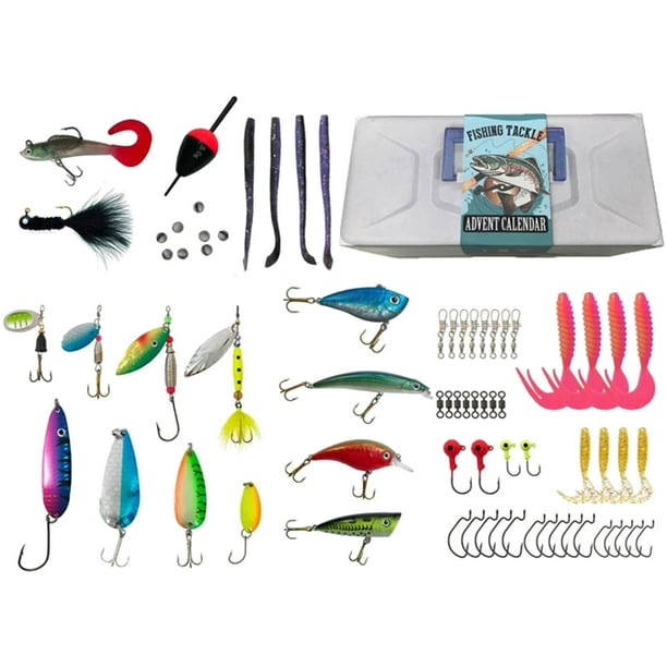 2023 Advent Calendar Fishing Set , Advent Fishing Tackle,24 Days Fishing  Lures Tackle Box for Men Husband,Father,Adult