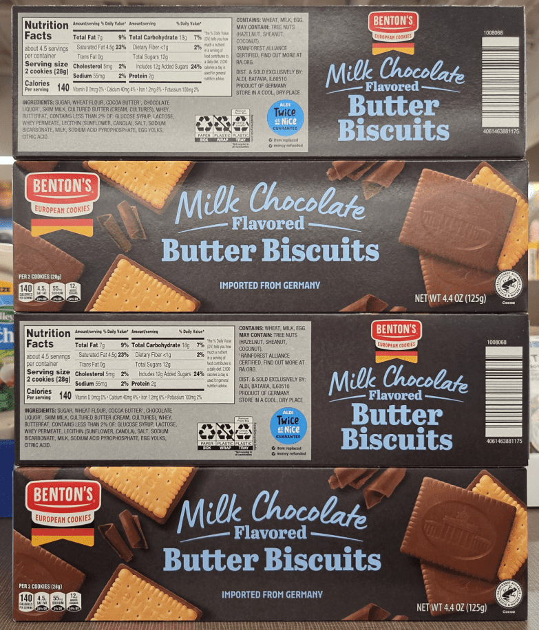 Benton's Milk Chocolate Flavored Butter Biscuits 4.4oz 125g (4 Boxes)