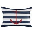 thumbnail image 2 of Navy Blue Striped King Size Pillow Cover,Pillowcase Protectors with Zipper,Breathable Decorative Throw Pillow Case Cover,Red Beach Nautical Anchor Ocean Coastal Pillow Shams for Couch Sofa 20x36Inch, 2 of 8
