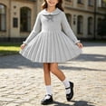 thumbnail image 2 of StSilkitty Girls Sweater Dress Long Sleeve Collared Bowknot A-Line Midi Dresses Fall Lightweight Casual Outfits, 2 of 9