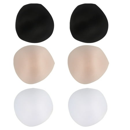 3 Pairs/1 Set Thickened Push Up Bra Pad Inserts Swimsuit Sponge Pads for Women Ladies Girls (Black/White/Skin Color  Each 1 Pair)