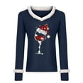 thumbnail image 3 of Puntoco Mujeres Sexy Navidad Copa de Vino Delgado Terciopelo Stiching Casual Impresión de manga larga con cuello en V Camisas Blusas tops Puntoco Puntoco-7325, 3 of 4
