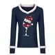 thumbnail image 3 of Puntoco Mujeres Sexy Navidad Copa de Vino Delgado Terciopelo Stiching Casual Impresión de manga larga con cuello en V Camisas Blusas tops Puntoco Puntoco-7324, 3 of 4