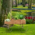 thumbnail image 2 of Patiojoy Wooden Garden Flower Planter Wagon Wheel Plant Bed Decorative Garden Planter for Backyard Garden Brown, 2 of 9