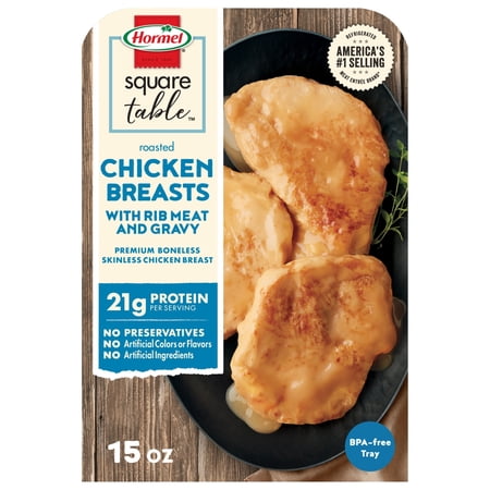 HORMEL SQUARE TABLE Roasted Chicken Breasts & Gravy Entrée, Refrigerated, 15 oz Plastic Tray