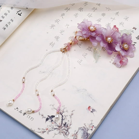 Flower Hair Clips For Women and Girls - Chinese Hanfu Hair Accessories - Rhinestone, Pearl Hairpins