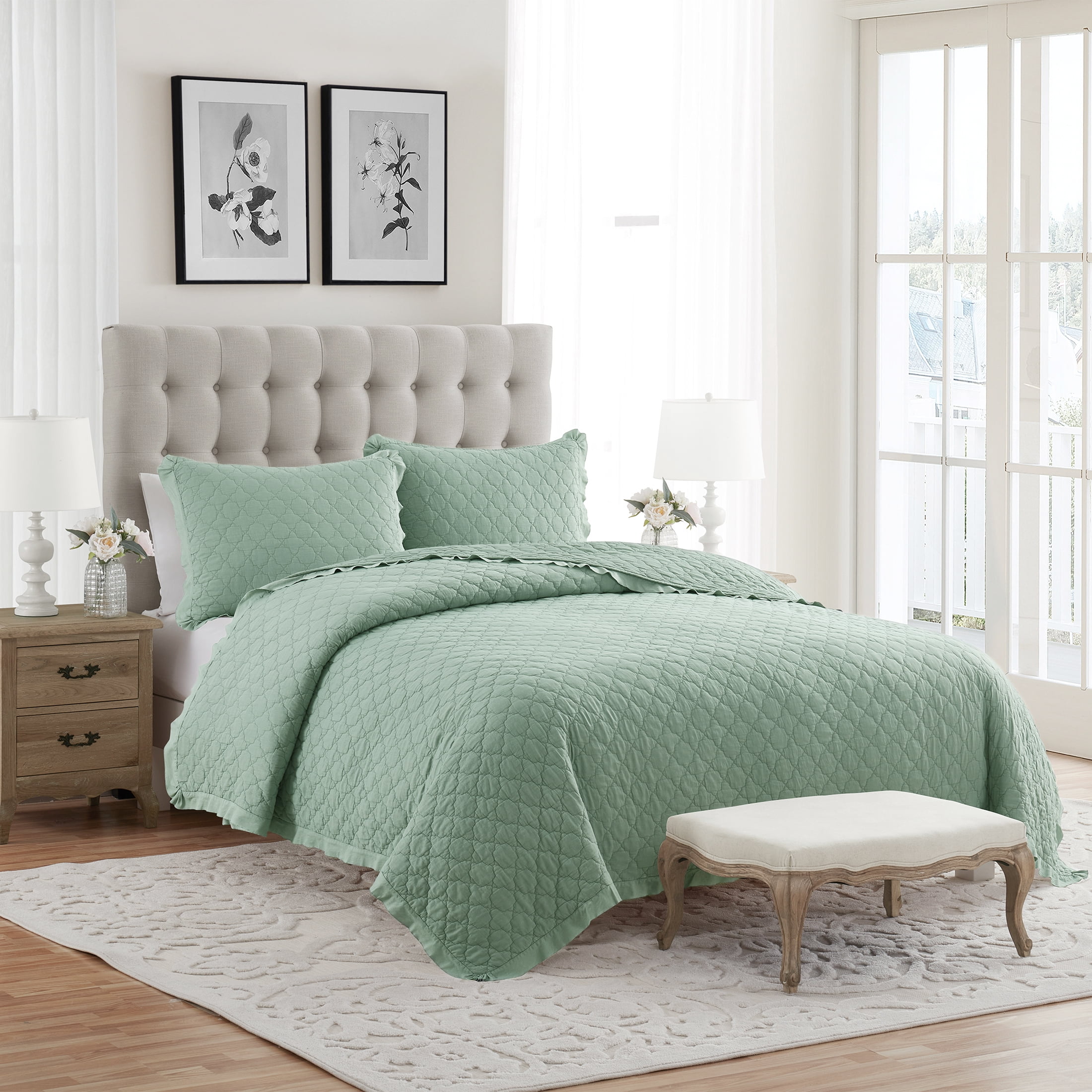 My Texas House Penelope Iceberg Green Adult 3-Piece Quilt Set, King