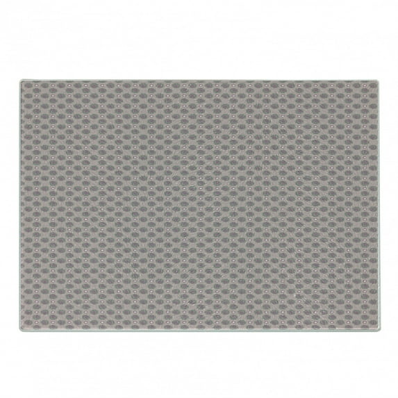 Muted Colors Cutting Board, Doodle Style Flowers in Rose Tones Done by Hand, Decorative Tempered Glass Cutting and Serving Board, in 3 Sizes, by Ambesonne