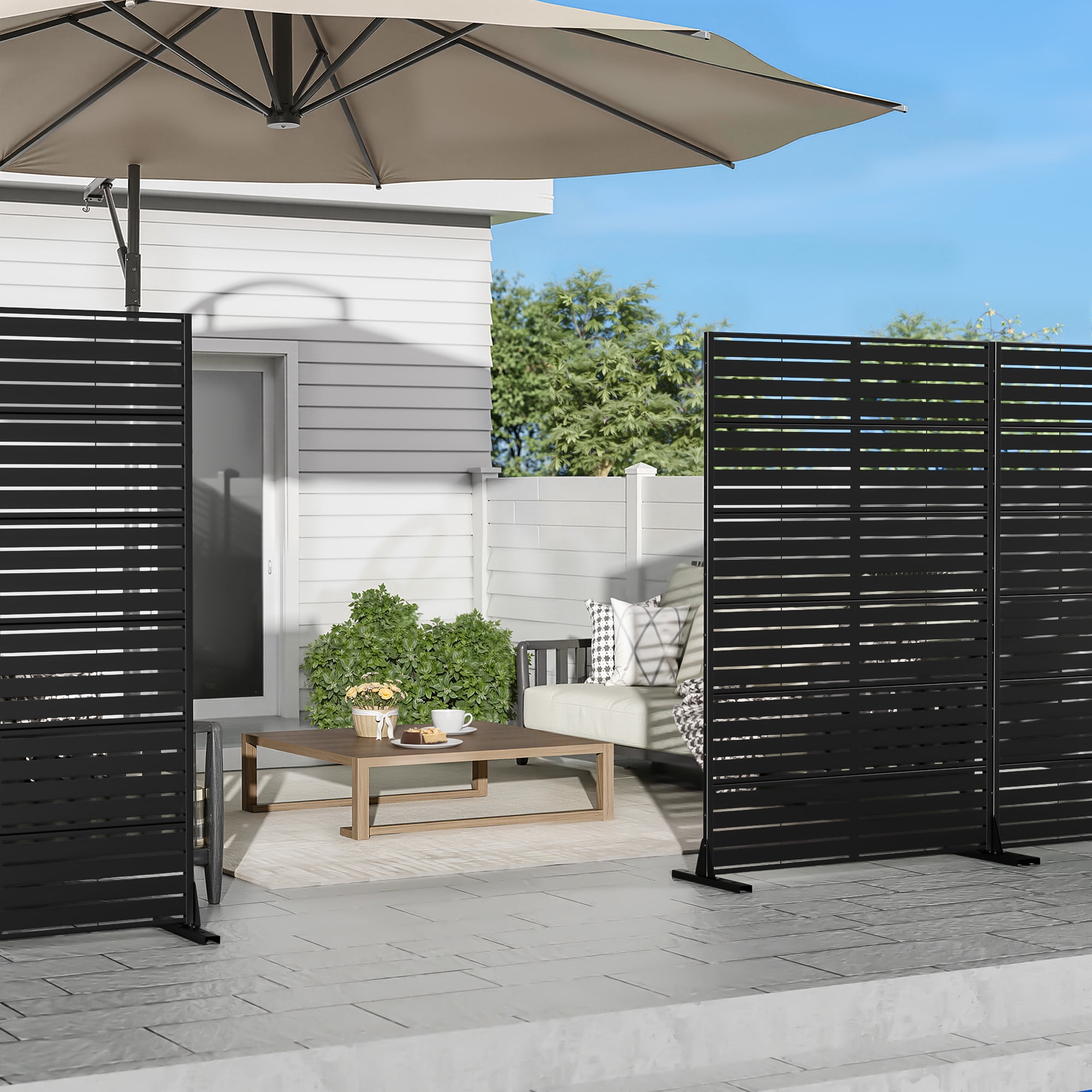 MAYEERTY 72" × 47" Privacy Screen Fence, Heavy Duty Fence Privacy Screen Outdoor, Black