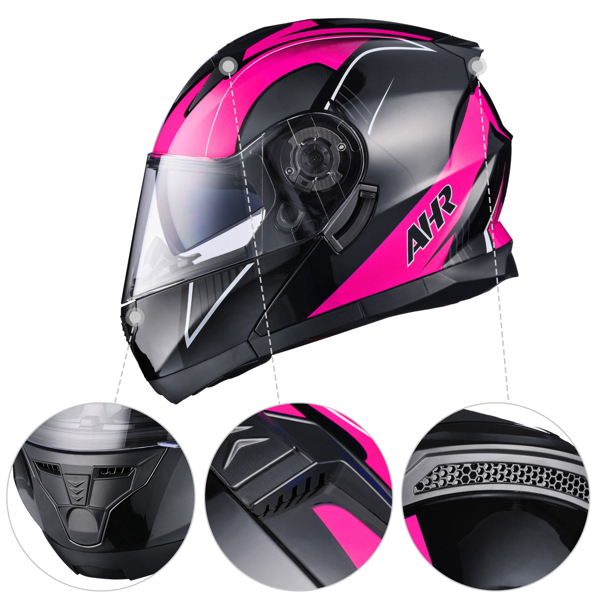 AHR RUN-M3 Modular Flip Up Helmet Full Face Dual Visor DOT Motorcycle Bike S