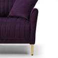 thumbnail image 5 of Velvet Channel Tufted Accent Chair, Modern Upholstered Single Sofa Chair with Gold Legs, Comfy Club Chair Round Arm Sofa Reading Chair Makeup Chair for Bedroom Living Room Office and Reception, Purple, 5 of 7