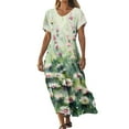 thumbnail image 2 of Yotami Boho Dress for Women Floral Print Short Sleeve V-Neck Long Dress Loose Flowy Dress for Summer, 2 of 4