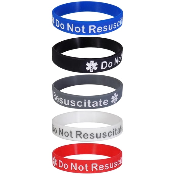 DO NOT RESUSCITATE Medical Alert ID Silicone Bracelet Wristbands
