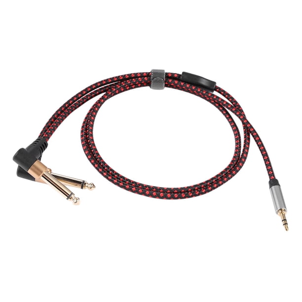 Cable de 3,5 mm a 2 x 6,35 mm, conector estéreo macho de 1/8 de pulgada a conector mono macho dual de 1/4 de pulgada 3 metros