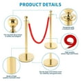 thumbnail image 3 of EastVita 6-Piece Gold Stainless Steel Stanchion Set - Fixed Height Crowd Barrier with Retractable Belts, 3 of 7