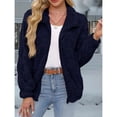thumbnail image 4 of Chaqueta Suave y Cálida con Cremallera y Larga para Mujer Azul Marino M, 4 of 7