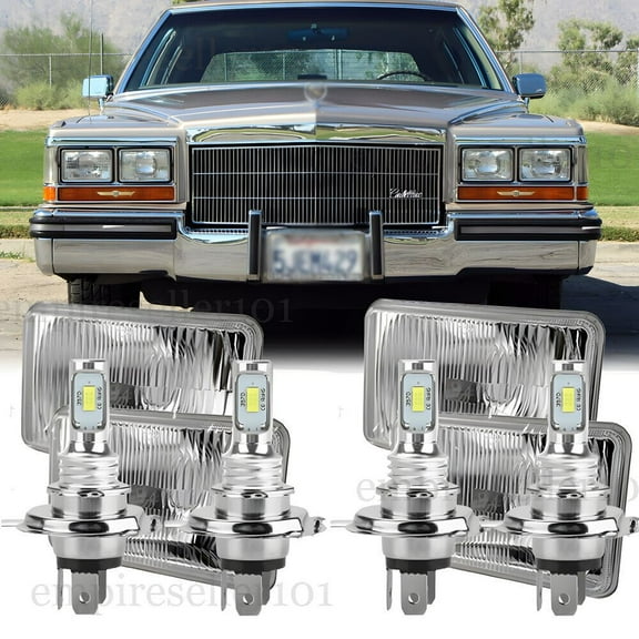 For Cadillac Fleetwood/DeVille 1975-1986 4pcs 4x6"inch Led Headlights Hi/Lo Beam