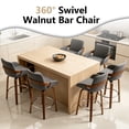 thumbnail image 3 of CRERIYO 26" Swivel Counter Height Bar Stool Set of 1, Linen Fabric Upholstered Bar Chair with Silver Ring Footrest and Walnut Wood Legs, Darkgray, 3 of 7