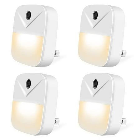 

WILLED Night Light Plug-in Smart Light Pack of 4 Automated On & Off Wall Light for Hallways Bedrooms Bathrooms Kitchens Stairs (Warm Light)