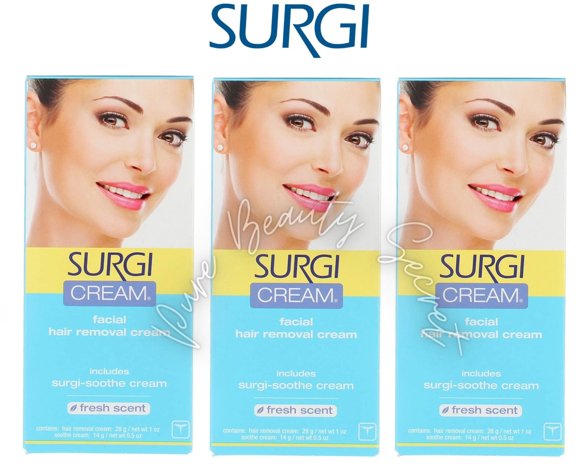 SURGI Facial Hair Removal Cream 1 oz (82502) x 3