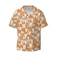 thumbnail image 4 of Uemuo Corgi Animal Pattern Cotton Linen Short Sleeve Shirts,Casual Lightweight Button Down Shirts,Vacation Beach Summer Tops-3X-Large, 4 of 7
