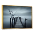 thumbnail image 2 of Designart "Monochromatic Black And Grey Pier Horizon" Coastal Pier Floater Framed Wall Art Prints, 2 of 5