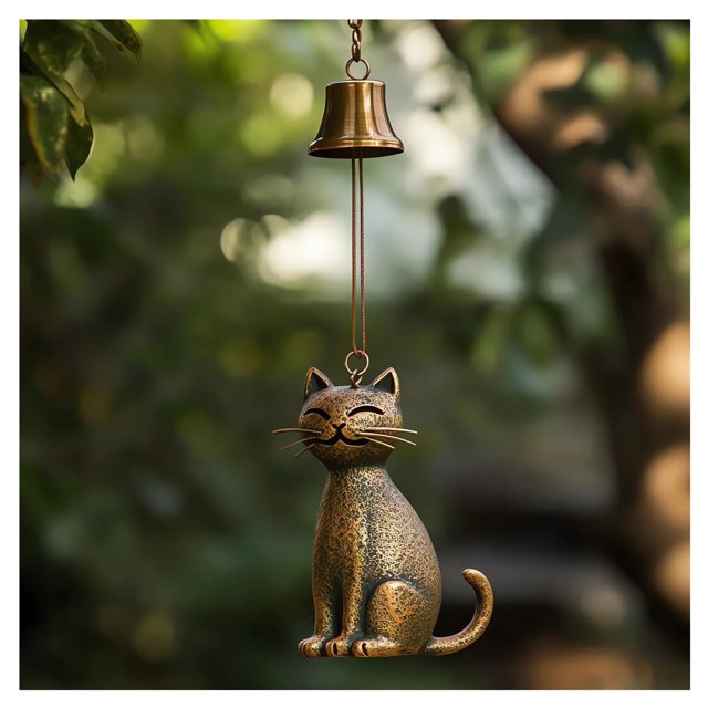 Carillón de viento GYLCTOM Cat 2025 de cerámica para decoración de jardín al aire libre
