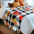 thumbnail image 4 of Fall Throw Blanket Pumpkin Leaves Plaid Flannel Blanket for Couch Bed Sofa, Soft Warm Autumn Blanket Fall Decor Cozy Home Atmosphere, 60"x50", 4 of 5