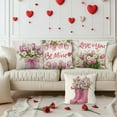 thumbnail image 2 of Valentines Day Pillow Covers 18x18 Inch Set of 4 Floral Vallentines Day Decorative Throw Pillow Covers Home Living Room Cushion Case Farmhouse Wedding Anniversary Decorations, 2 of 6