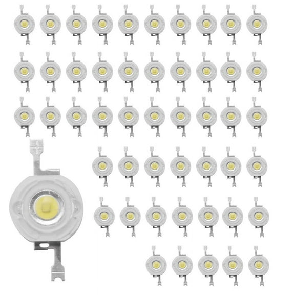 50Pcs 1W Diode High Power Cool White Led Beads 1 Watt Lamp Chip 3V-3.4V2Xk12580