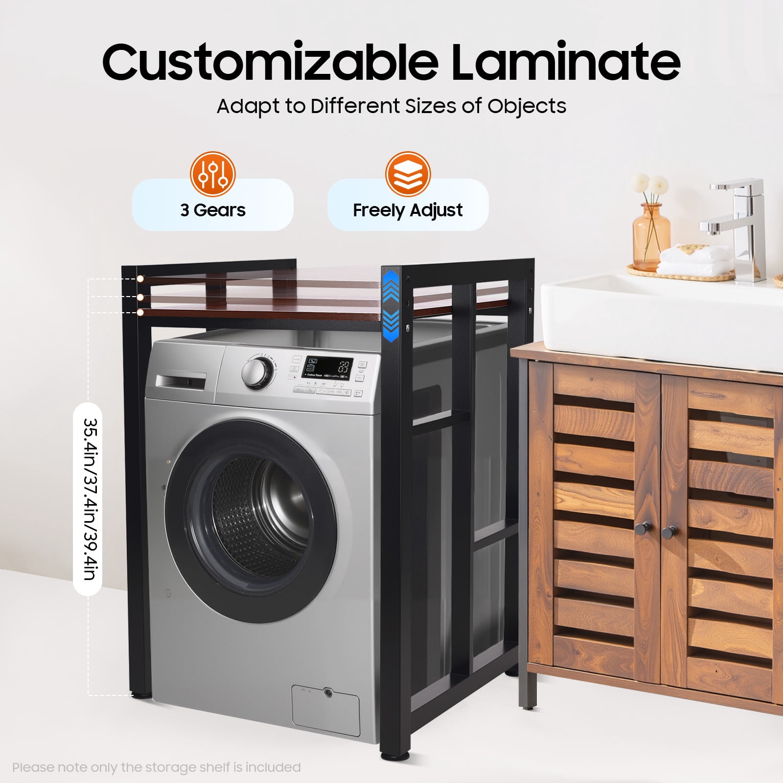 Washer Dryer Stacking Rack Stand, Dryer Storage Shelf with Adjustable Shelves, Space Saver Washer Dryer Storage Shelf, Universal Washer for Bathroom Laundry Room