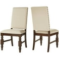 thumbnail image 2 of Weston Home Patterson Dark Oak Finish Upholstered Chairs, Set of 2, Beige Linen, 2 of 4