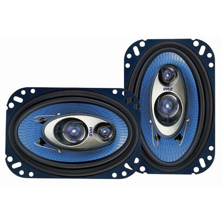 PYLE PL463BL - 4'' x 6'' Three Way Sound Speaker System - Pro Mid Range Triaxial Loud Audio 240 Watt per Pair w/ 4 Ohm Impedance and 3/4'' Piezo Tweeter for Car Component (Best Mid Range Car Speakers)