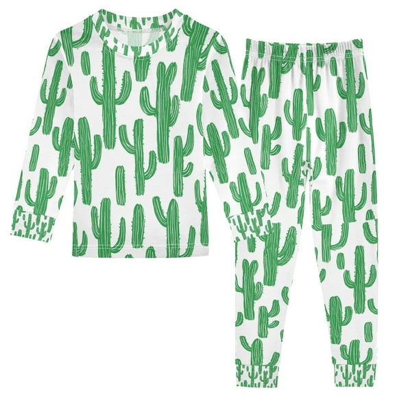 FORMRS Long Sleeve Top and Pants Pajama Set for Niños 2-Piece Sleepwear, Sizes 18M-8Y, Cactus Pattern