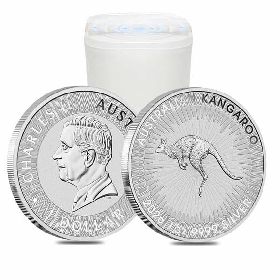 Roll of 25 - 2026 1 oz Australian Silver Kangaroo Perth Mint BU