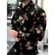 thumbnail image 1 of Camisa de hombre con estampado de lunares, cuello negro, blanco, azul y morado, ropa informal de calle de manga larga, diseño de moda urbana, 1 of 6
