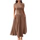 thumbnail image 2 of mfyjkho Vestidos para mujer, Vestido largo elástico con bolsillos y manga corta de color liso para mujer Vestidos maxi para mujer l, 2 of 7