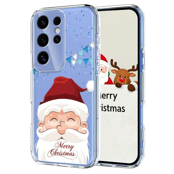 Christmas Case for Samsung Galaxy S25 Ultra, Cute Merry Christmas Pattern TPU Clear Shockproof Protective Lightweight Anti-Scratch Ultra Slim Wireless Charging Women Girls Cover, Christmas Santa