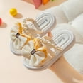thumbnail image 2 of ZACPNCV Girl's Cute Bowknot Square Open Toe Slide Sandals Summer Leather Slippers White 7.5-9 Years, 2 of 4