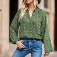 thumbnail image 2 of Wangmeiwg Women's T-Shirts for Women Long Sleeve Knit Top with Relaxed Fit Tunic Blouse for Casual Everyday Wear Green M, 2 of 9