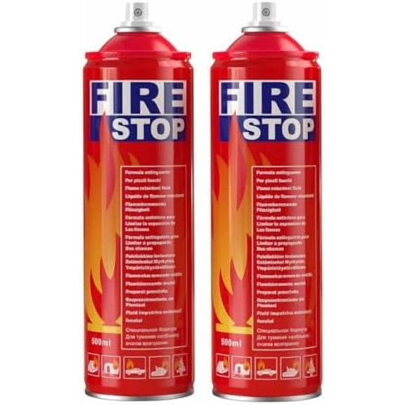 Fire Extinguisher 2-Pack with Mounting Bracket for Home, Kitchen, Car, Grill - Portable Small A, B, C, K Fire Extinguisher - 8-in-1 - Prevents Reignition.