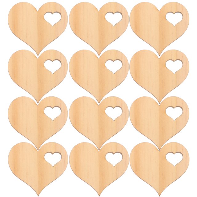 50 Uds. De adornos de madera con formas de corazón, rodajas artesanales de madera sin terminar