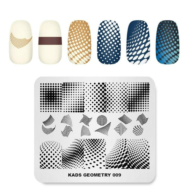 Rolabling Placa de estampado de uñas Moda Geometría Puntos Puntos abstractos Tema Patrón múltiple Sello Imprimir Imagen Plantilla de sello Arte de uñas para diseño de uñas