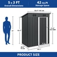 thumbnail image 6 of Uforic 5 x 3FT Outdoor Metal Storage Shed with Lockable Door, Sloped Roof, for Backyard, Garden, Gray, 6 of 9