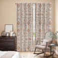 thumbnail image 3 of Vintage Boho Kitchen Curtains 96 Inch Length, Retro Southwestern Ethnic Mexican Floral Grommet Top Bedroom Living Room Curtains, Light Filtering Cafe Curtain Drapes 2 Panels Set 104''x96'', 3 of 9