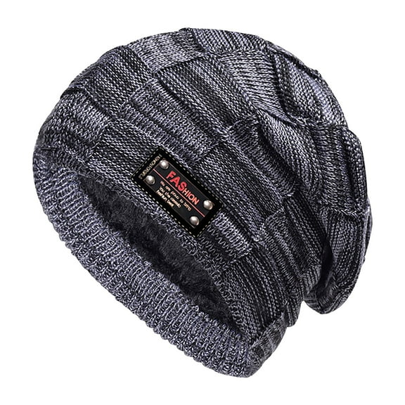 MVRLSH Men Winter Lined Knit Warm Thick Skully Stocking Beanie Hat 1 Pc Fall Fashion Must Haves Blue M